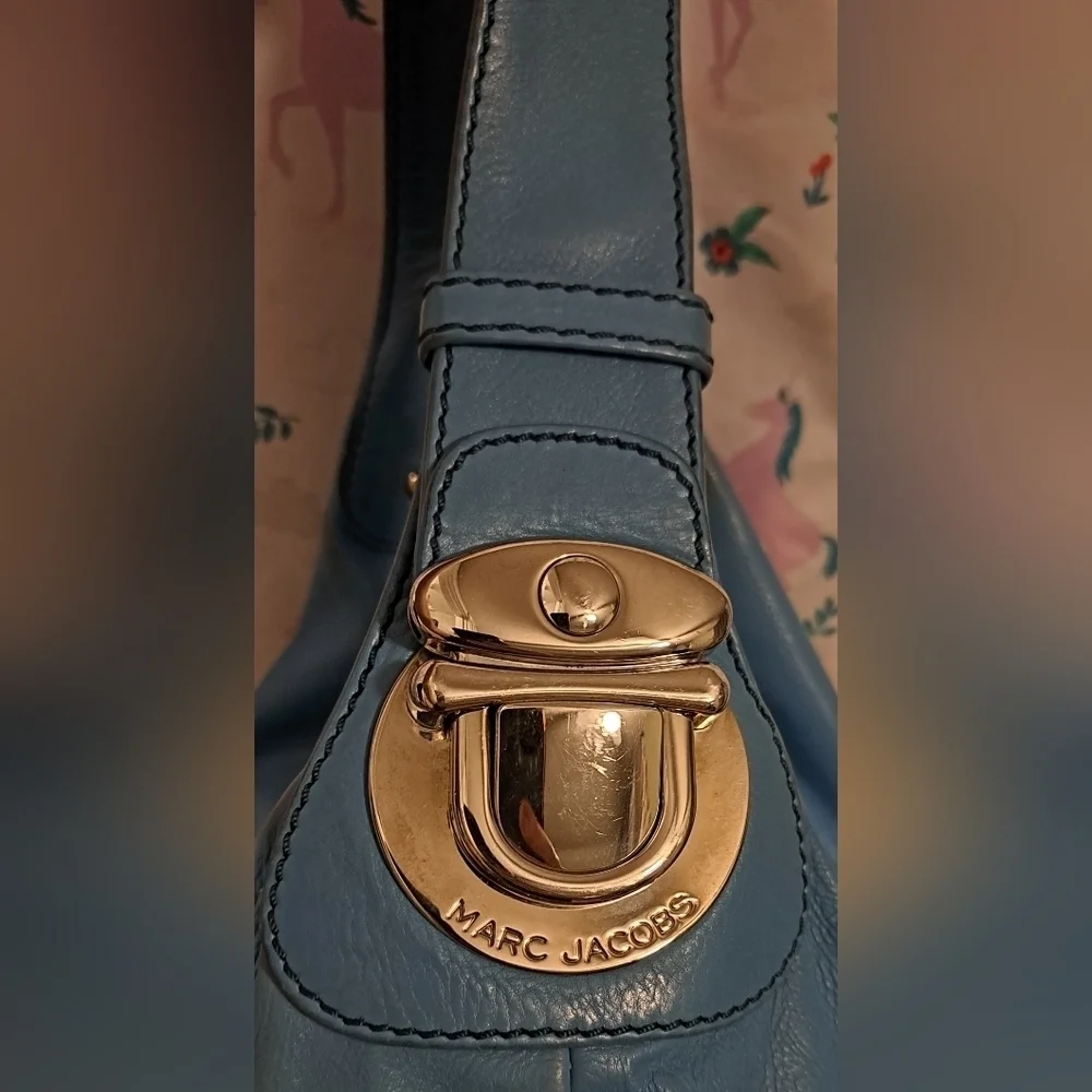 Y2K Marc Jacobs Aqua Leather Hobo Boho Streetwear Casual Everyday Purse Bag